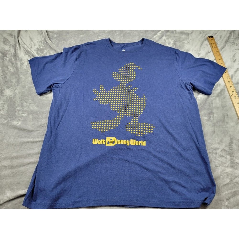 Disney Parks Donald Duck Outline Cut out‎ Shirt Men's Blue Yellow 2XL